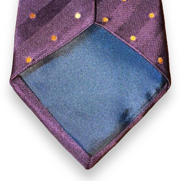 Dormeuil Paris Purple Polkadot Handmade Silk Neck Tie - Picture 4 of 4